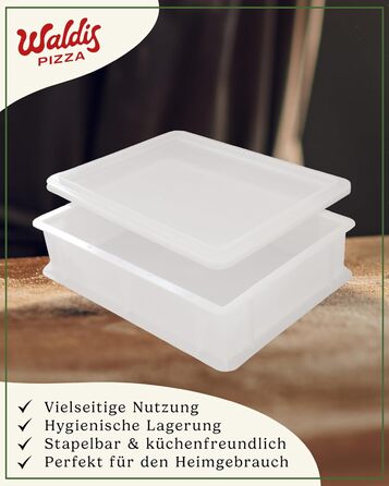 Коробка для піци Waldis Pizza Ball Box - 40 х 30 см, висота 10 см - Коробка для зберігання з кришкою - Коробка для розстойки тіста для піци - Аксесуари для піци