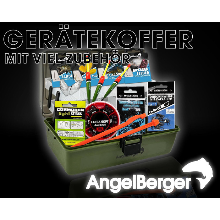 Ящик для риболовних снастей Angel Berger з рибальськими аксесуарами, рибальський кейс, базове рибальське спорядження, рибальський набір
