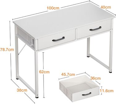 Стіл з 2 шухлядами, маленький стіл з підставкою для навушників, офісний стіл Стіл для ПК офісний стіл для офісу, вітальні, домашнь