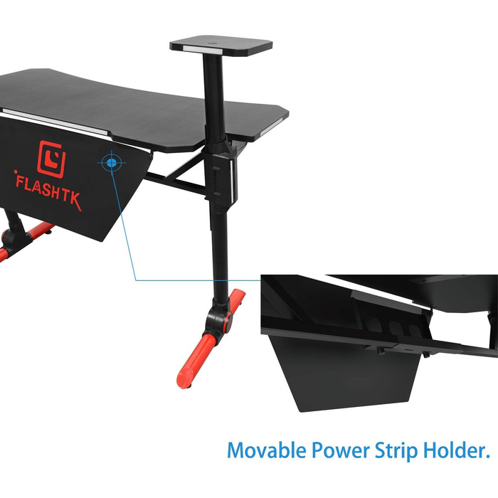 Ігровий стіл HFTEK - Ігровий стіл - Ергономічний ігровий стіл - Комп&39ютерний стіл з RGB-підсвіткою (FA32GBL)