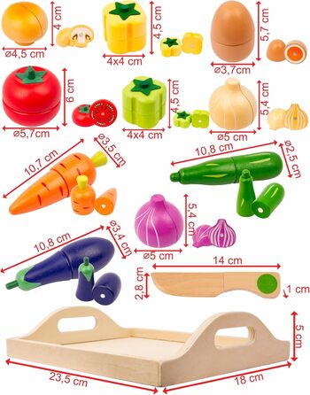 Дитячі кухонні аксесуари з дерева Овочі для нарізки 22 шт. и Міні-кухар дерев'яна іграшка Їжа дерев'яна кухонна іграшка Іграшка для розвитку моторики Монтессорі Магнітна іграшка Іграшка від 3 років