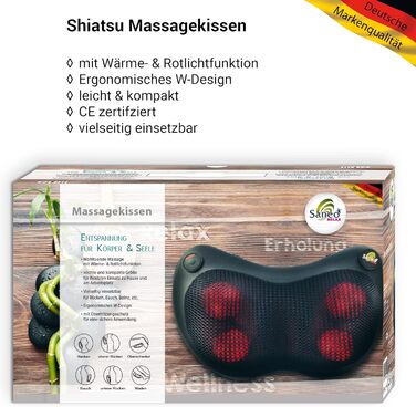 Масажна подушка для масажу шиї, плечей, спини з функцією тепла Shiatsu Heat Pad Massager німецького бренду Quality