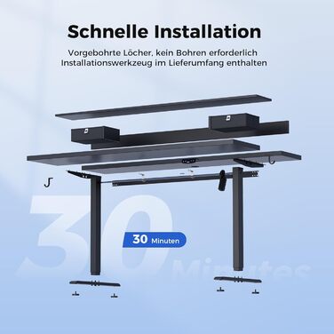 Стіл Agilestic з регульованою висотою та 2 шухлядами, 120 x 60 см Міцний стіл з електричним регулюванням висоти, ергономічний комп&39ютерний стіл для роботи сидячи та стоячи, чорний 120 x 60 см