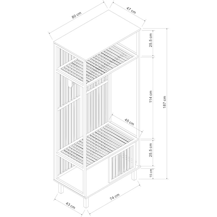 Вішалка для пальто Ypj, відкрита шафа з рейкою для одягу, шафа для передпокою, 187 x 80 x 47 см, бамбукова вішалка для курток, окремостояча вішалка для пальто