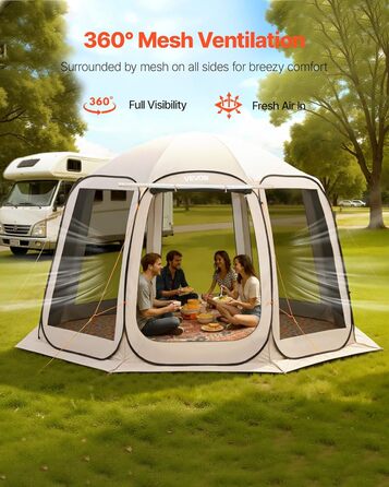 Намет-будинок VEVOR, 3 x 2,8 м, 4-8 осіб, розкладний намет для забезпечення приватності, портативний, екранований, з сумкою для перенесення, сітчастими бортами, кілками для землі, для саду, патіо, заднього двору, активного відпочинку на свіжому повітрі, б