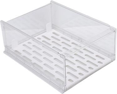 Прозора, штабелювана шафа-коробка для зберігання, полиця з ПЕТ, органайзер, шухляда, гардеробна, буфет, контейнер для спальні, кухні, 41,9 x 30,5 x 16,5 см