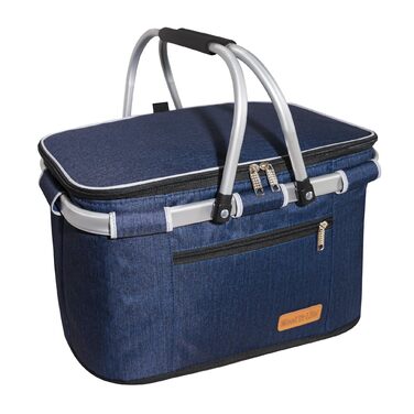 Великий кошик для покупок, сумка-холодильник, ізольований кошик, сумка-холодильник для пікніка, кошик для пікніка з двома ручками - для подорожей/пікніка/покупок/подарунків, XL, темно-синій