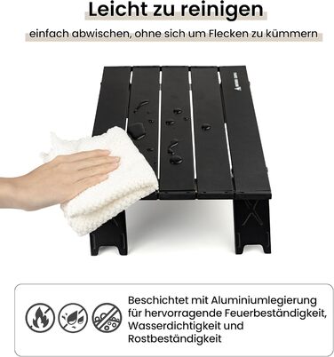 Складаний кемпінговий стіл OneTigris, маленький алюмінієвий, складний кемпінговий стіл, надлегкий портативний вуличний стіл, вантажопідйомність до 30 кг для використання на свіжому повітрі, для походів (39,5 x 29 x 12,5 см)