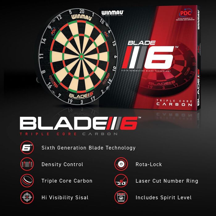 Професійна мішень для дартсу з сизалевої сталі з 2 наборами дротиків Winmau Мішень для дартсу, готовий до турнірів, з найвищою точністю Класичний набір мішень для дартсу для тренувань та змагань