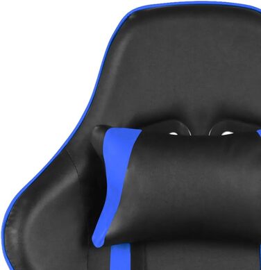 Ігрове крісло, обертове крісло, офісне крісло, з підставкою для ніг, синє, ПВХ