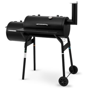 Гриль-коптильня Tepro BBQ Smoker Wichita, 2 камери для приготування, з колесами та термометром у кришці, чорний, розміри прибл. 112 x 63 x 116,5 см