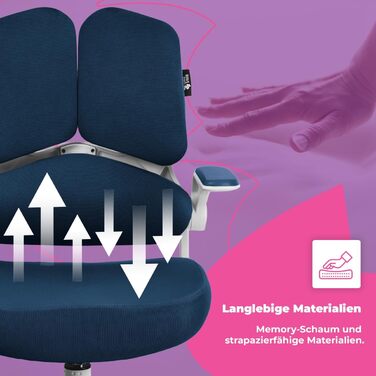 Ергономічне дитяче крісло Spacetronik з підставкою для ніг, регульована по висоті дитяче крісло 110-180 см, трисекційна спинка, регульовані підлокітники, 5 фіксуючих коліщаток, сірий колір