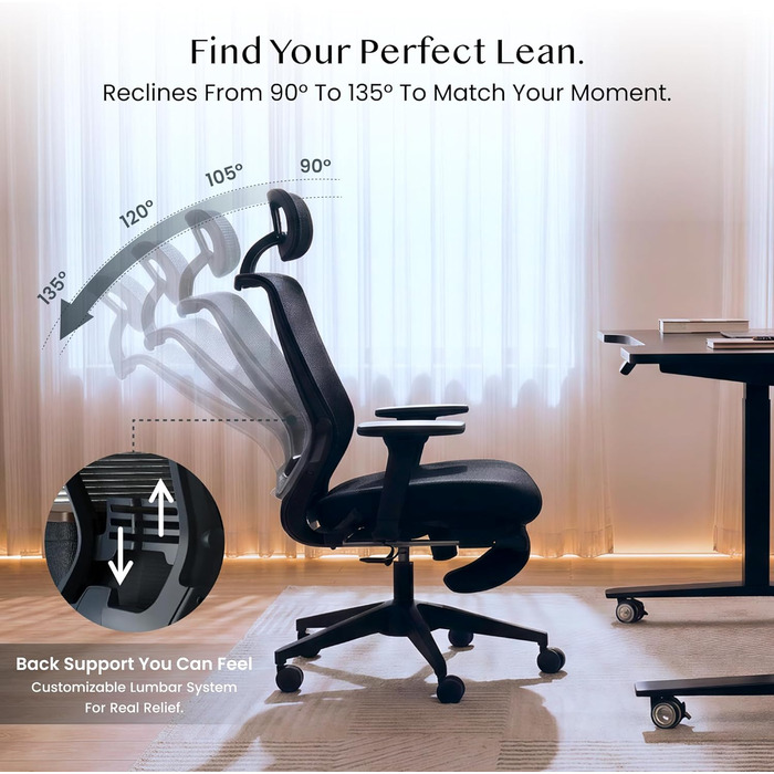 Ергономічне офісне крісло FLEXISPOT, Foldex, складне офісне крісло для невеликих приміщень з поперековою опорою, регульованими по висоті підлокітниками, 2D підголівником, стільці для дому з підставкою для ніг Panther