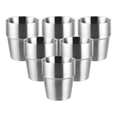 Набір із 6 чашок з нержавіючої сталі, чашка з нержавіючої сталі об&39ємом 300 мл, срібна кемпінгова чашка розміром 9,5x8,2 см для дому, ресторану, вечірки, кемпінгу