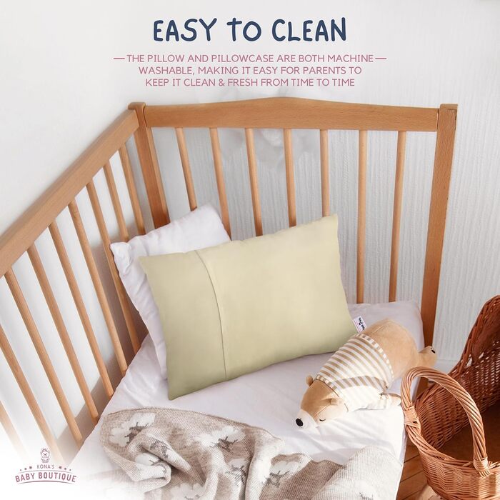Подушка для малюків з ультрам'якою бамбуковою наволочкою, 33 x 45,7 см, ідеальна подушка для сну малюка, 2 роки, дихаюча дитяча по