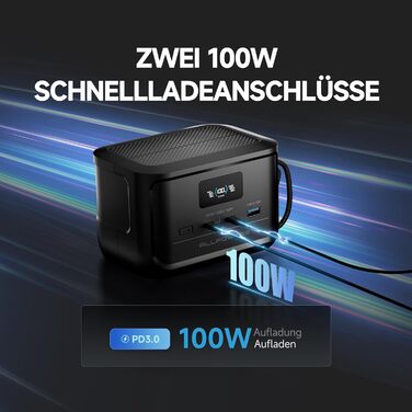 Портативна електростанція ALLPOWERS P100 з вихідною потужністю 100 Вт, швидким зарядним акумулятором LiFePO4 ємністю 99,2 Втгод, портативним резервним акумулятором потужністю 128 Вт, сонячним генератором для подорожей, надзвичайних ситуацій, кемпінгу, діл