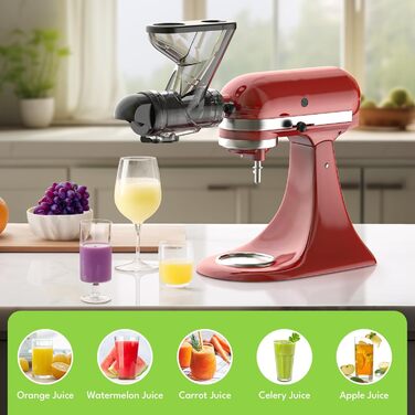 Насадка для жувальної соковижималки TPGSING для міксера Kitchenaid, відділення залишків соку, машини для фруктового соку для Kitchenaid, насадка для повільної соковижималки з подвійним жолобом подачі зі штангою для KitchenAid