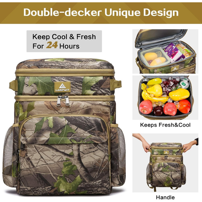 Рюкзак Великий утеплений камуфляж із охолоджувальним відділенням для чоловіків і жінок - Ідеальний пікнік Подорож Кемпінг Тактичний пляж, 54 Cans Thermal Cooler Bag