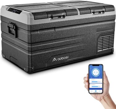 Компресорна холодильна камера 90 л, автомобільна холодильна камера з двома зонами і APP WIFI, 12/24 В постійного струму і 100-240