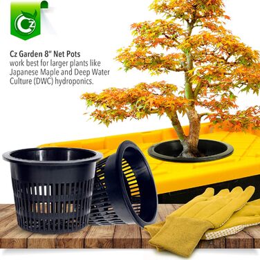 Круглі міцні сітчасті горщики CZ All Star з широкими краями Орхідеї Аквапоніка Гідропоніка Прорізна сітка 8 дюймів Садові сітчасті горщики CZ All Star - 5 чорних