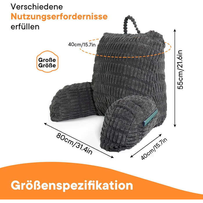 Подушка для читання для ліжка та дивана, подушка для читання зі спинкою для дорослих, подушка для сидіння зі спинкою, опора для спини, що підходить для перегляду телевізора, читання та гри в мобільні телефони в ліжку