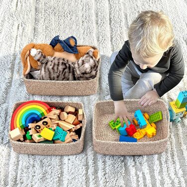 Кошики для зберігання TIMEYARD, невеликий подарунковий кошик, кошики-полички, кошик для рушників з мотузки, для зберігання іграшок, 3 шт., біло-коричневий, 28 x 18 x 11 см, коричневий, 28 x 18 x 11 см