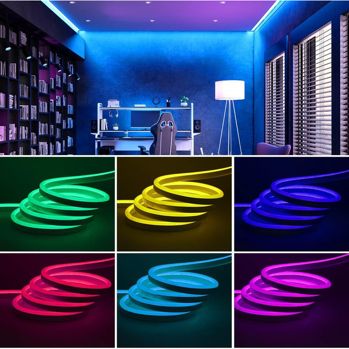 Світлодіодна стрічка KISUFU 220 В RGB з IC Neon, 1 м світлодіодна стрічка з керуванням програмою, світло зі зміною кольору своїми руками, синхронізація музики, неонова стрічка для вітальні, спальні, різдвяна прикраса стін