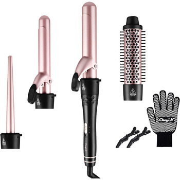 Набір плойок 4 в 1 Багатофункціональна змінна плойка з керамічним покриттям Плойка для завивки волосся Набір плойок з різними наса