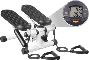 Фітнес-степер PEARL Sports Міні-степер з комп&39ютером, дисплеєм, стрічками опору, макс. 100 кг (фітнес-тренажер, домашній тренажер, що не залежить від погодних умов, мотузка)