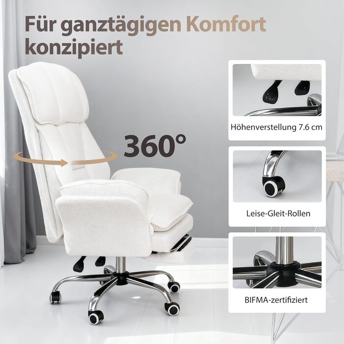 Офісний обертовий стілець для високих і сильних людей з відкидними підлокітниками та підставкою для ніг, широке регульоване ергономічне ігрове крісло для схрещених ніг та комфорту тварин, сірий