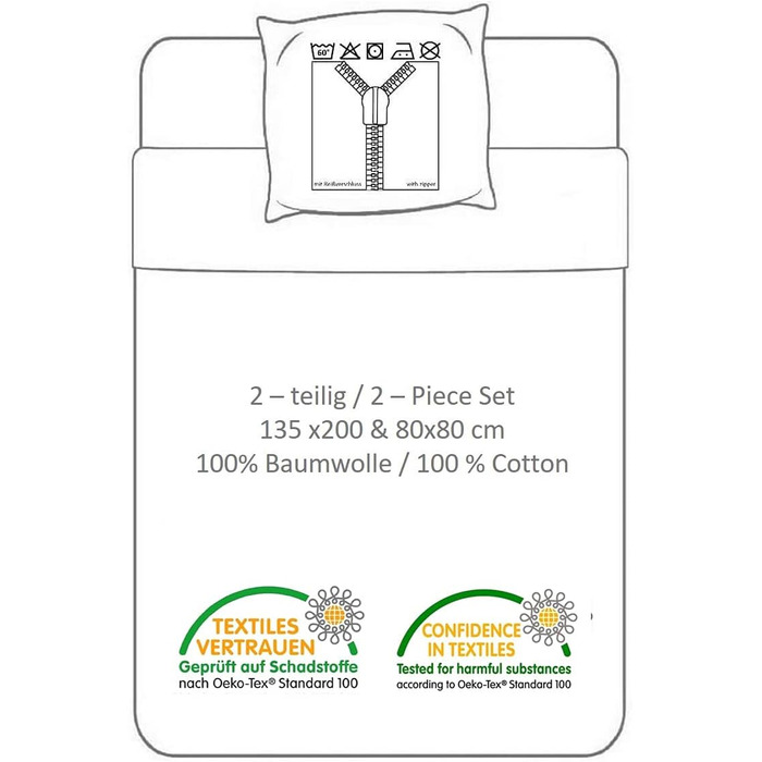 Комплект постільної білизни 2-спальний підодіяльник двосторонній постільна білизна 135x200 80x80 бавовна - дитяча постільна білизн