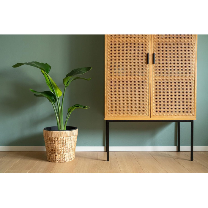 Декоративний квітковий горщик круглий, плетений з морської трави з пластиковою вставкою для посадки - горщик для рослин - 34см 1 3