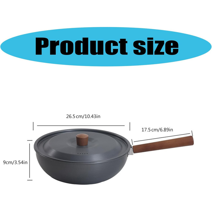 Портативна сковорода з алюмінієвого сплаву, дерев&39яна ручка, для кемпінгу, пікніків, каструль, знімна, посуд для приготування на відкритому повітрі, легка, антипригарне покриття