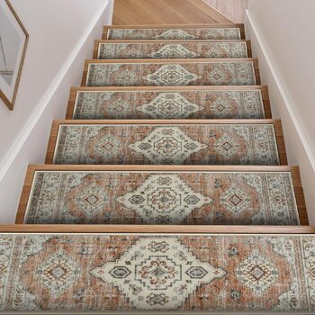 Килимки для сходів OJIA з нековзним покриттям для дерев&39яних сходів у приміщенні, 76,2 x 20,3 см, м&39які, що праються, доріжка для сходів, килимки для сходів, килимки для дітей, домашніх тварин, людей похилого віку, 15 шт. , бежевий