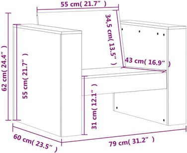 Садове крісло ZEYUAN 79x60x62 см Масив дерева Douglas Fir, Садові стільці, Садові меблі, Балконне крісло, Садові стільці, Крісла для патіо, Балконні меблі - 832368