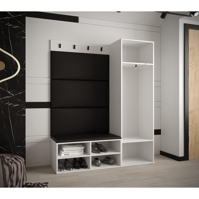 МЕБЛІ КРИСПІЛЬ Шафа для одягу MIRO Комплект 6 з м'якими панелями Сучасний дизайн (Маніла 16 (сірий), білий матовий чорний матовий)