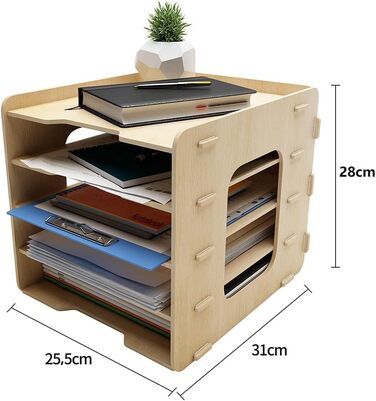 Лоток для документів PUNCIA A4, лоток для листів, 5 відділень, дерев&39яний настільний органайзер для файлів, лоток для паперу, система зберігання файлів, тримач для документів, папка для офісу, навчання, школи, офісу, 5-рівневий