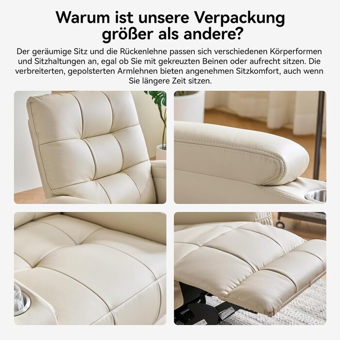 Крісло-гойдалка AIRSKY, крісло-гойдалка, крісло для телевізора зі справжньої шкіри з функцією відкидання, крісло для кінотеатру, крісло для літніх людей, крісло для телевізора з функцією сну, ручне регулювання, крісло-гойдалка, крісло-гойдалка, вітальня, 