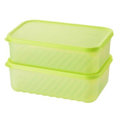 Контейнери для зберігання свіжих продуктів LocknLock Fresh Block з кришками набір із 2 контейнерів для зберігання продуктів, що штабелюються та не містять бісфенолу А можна використовувати в мікрохвильовій печі, морозильній камері та мити в посудомийній м