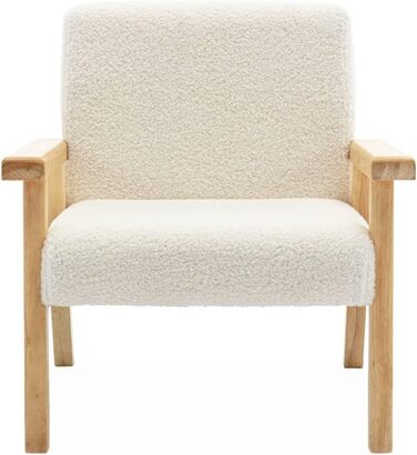 Дитяче крісло Sweeek з дерева та білої тканини букле з плюшевого миша, ISAK Д 47 x Г 43,5 x В 50 см