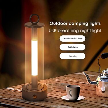 Ліхтарі для кемпінгу Підвісний яскравий світлодіодний ліхтар з 3 режимами Портативний ліхтар з USB-акумулятором ємністю 2000 мАг для кемпінгу, до 18 годин роботи - для дому, спальні, походів, скелелазіння, подорожей, патіо, балкону, сірий