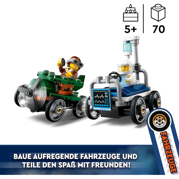 Набір LEGO City Літак проти гоночного автомобіля на лікарняному ліжку - Іграшка для хлопчиків і дівчаток від 5 років - Конструктор