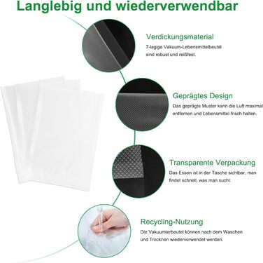 Вакуумний пакувальник Gokilife - 100 пакетів 20x30 см зі стійкістю до розриву приблизно 450 мкм, вакуумна плівка для всіх вакуумних пакувальників і вакууматорів харчових продуктів, професійні пакети з фольги без BPA, кип'яткостійкі та пакети для заморожув
