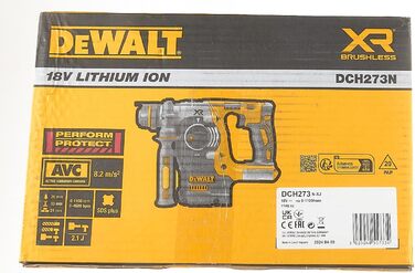 Акумуляторний комбінований перфоратор Dewalt 18В SDS-plus 24 мм DCH273N (безщітковий двигун, енергія удару 2,1 джоуля, низька вібрація, електричне зчеплення, регулювання швидкості обертання та удару, поставляється без акумулятора та зарядного пристрою) од