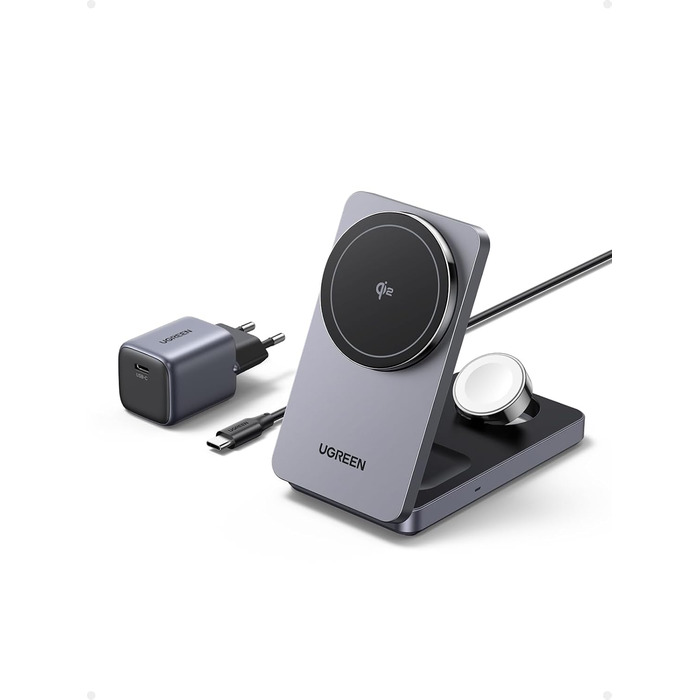 Сертифікована 15 Вт зарядна станція для iPhone, бездротовий зарядний пристрій 3 в 1, сумісний з MagSafe, для iPhone 16,16 Pro, Air