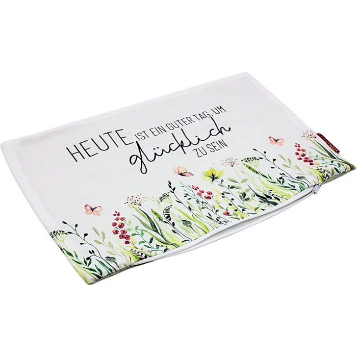 Декоративна подушка Dekohelden24 - М&39яка подушка з візерунком лугу/Декоративна подушка - Подушка для голови - Сьогодні гарний день, щоб бути щасливим - Д/Ш/В приблизно 40 x 13 x 23 см, 100 бавовна