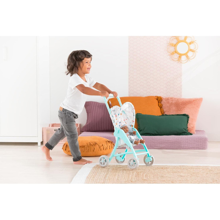 Коляска для ляльок Mon Premier Poupon 30 см, синя, коляска для всіх ляльок 30 см, лялькова мама, аксесуари для ляльок, коляска, пі