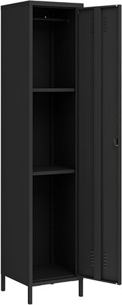 Шафа Seinjoki, Шафка, Шафка для роздягальні, 180 x 38 x 38 см, Металева шафа, Багатоцільова шафа, Замикається, Шафа, Шафа для роздягальні, Універсальна шафа, Сталь, Чорний, 180 x 38 x 38 см, Чорний, Матовий