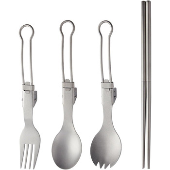 Кемпінговий набір столових приборів Виделка ложка палички металевий посуд складний посуд столові прилади для пікніків походи на пр