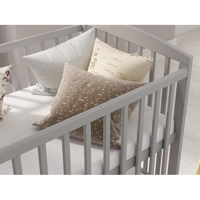 Дитяче ліжечко/спальне місце Love For Sleep 120x60 см з поролоновим матрацом сірого кольору, дитяче ліжко Jacob, дерев&39яне - Дитяче ліжко, Ліжечко-трансформер